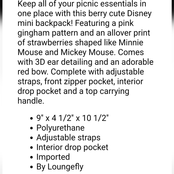 NWT Loungefly Minnie Ears Strawberry set - Picture 5 of 16